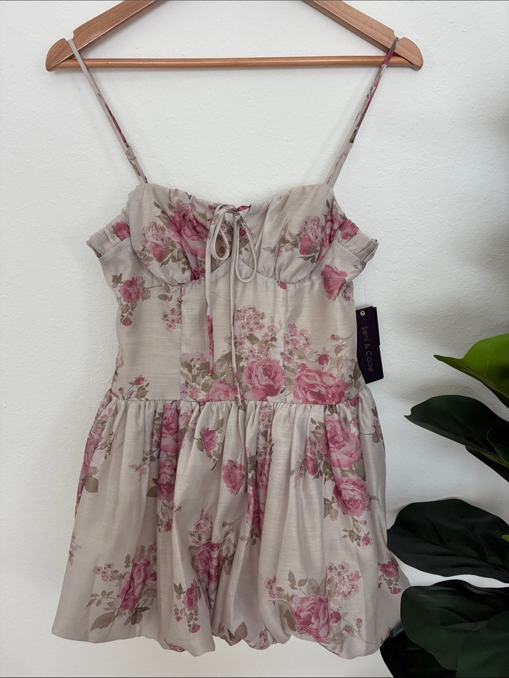 NWT Seni & Cade Cream Dress with Pink Floral Print | Party Dress | Homecoming